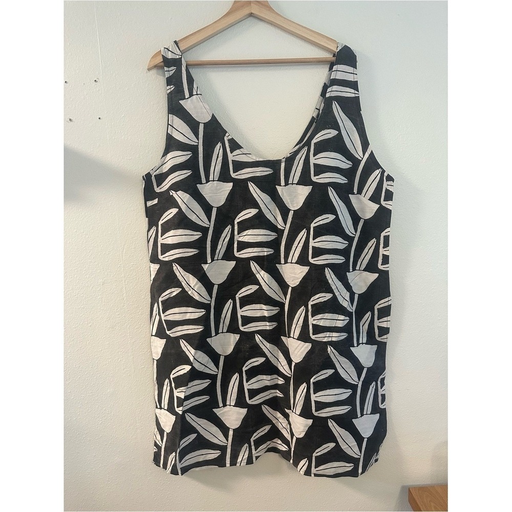 Black & White Sleeveless Mini Dress - Classic Floral Print PO-EM new tulip